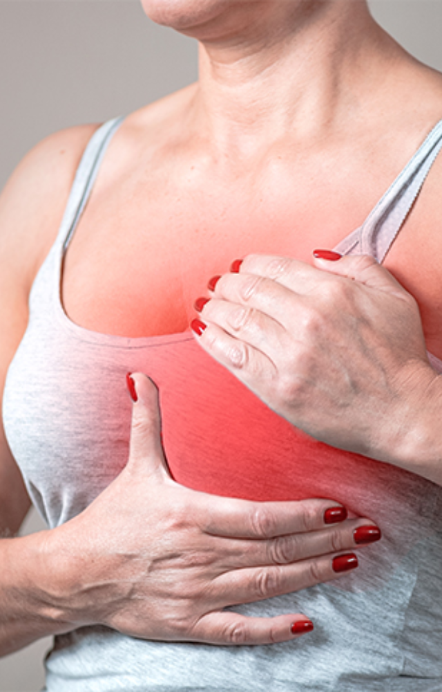 The most common symptom of breast cancer, the lump may feel hard, painless, and irregular in shape. However, some breast cancers can be soft, round, and tender.