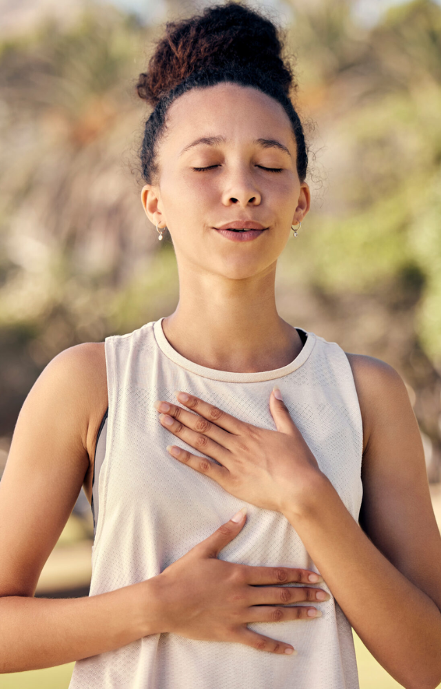 Inhale deeply, filling your belly, then exhale slowly, releasing all the air. This strengthens your diaphragm, improving lung capacity.