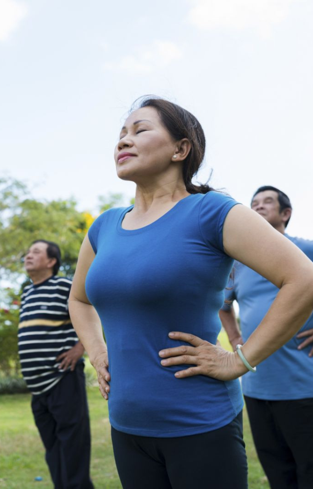 Alternate nostril breathing balances energy flow, calms the mind, and improves lung function. Inhale through one nostril, exhale through the other, and repeat.