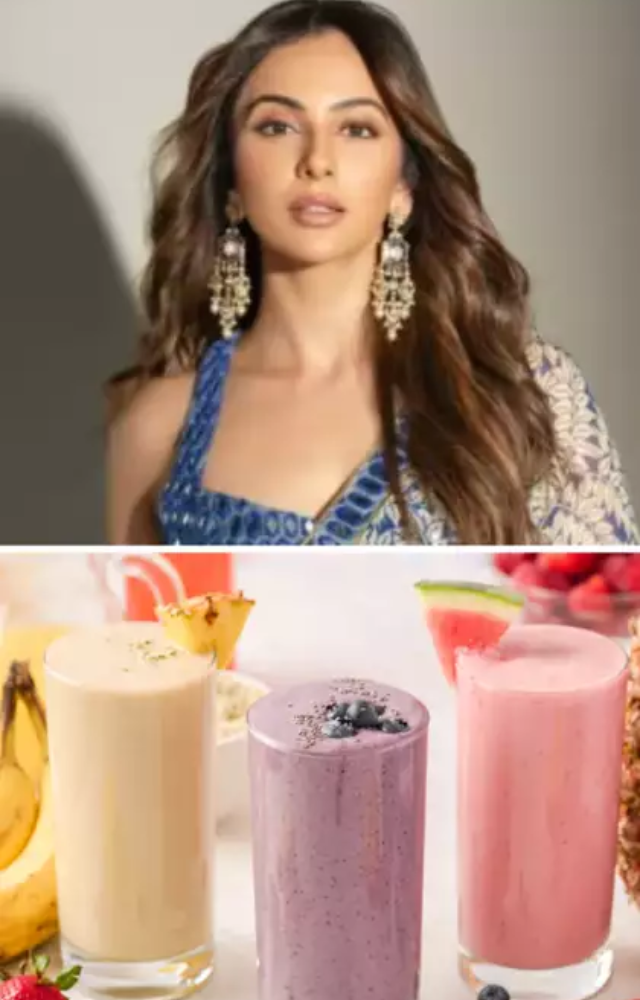 Enjoys an energy smoothie made from coconut milk, water, protein powder, flax seeds, and a banana.