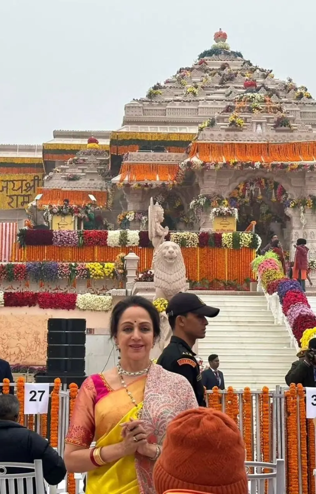 Hema Malini, who has attended the Ram Mandir Pran-Pratishtha ceremony, has dropped first pictures from her visit
