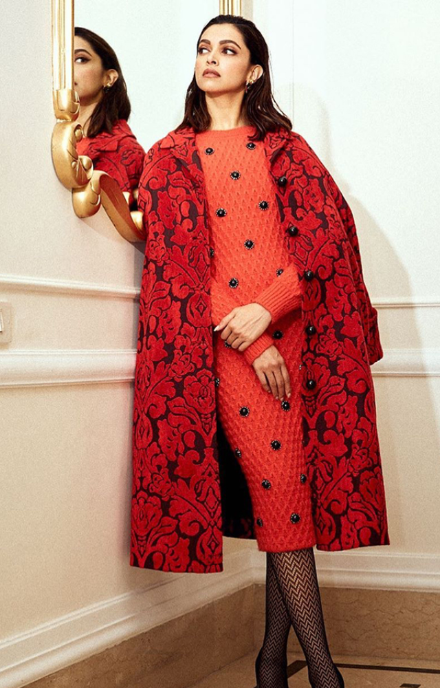 Inspired by Deepika Padukone, red leather dresses are bold and festive.







