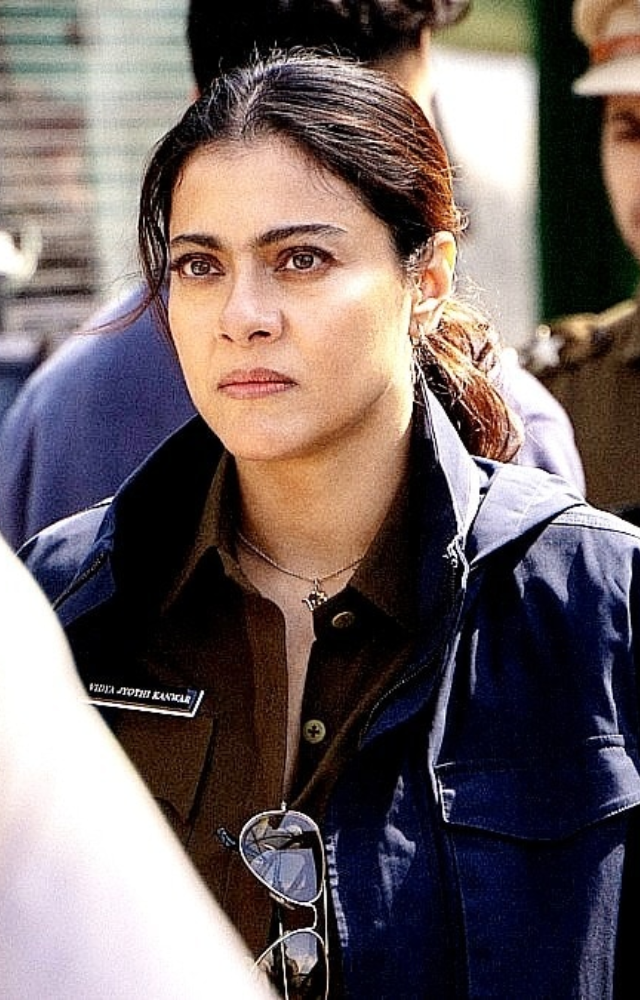 Kajol’s Vidya, a small-town cop, lacks depth and polish. Though well-intended, the character`s inconsistency limits Kajol’s usual impact.