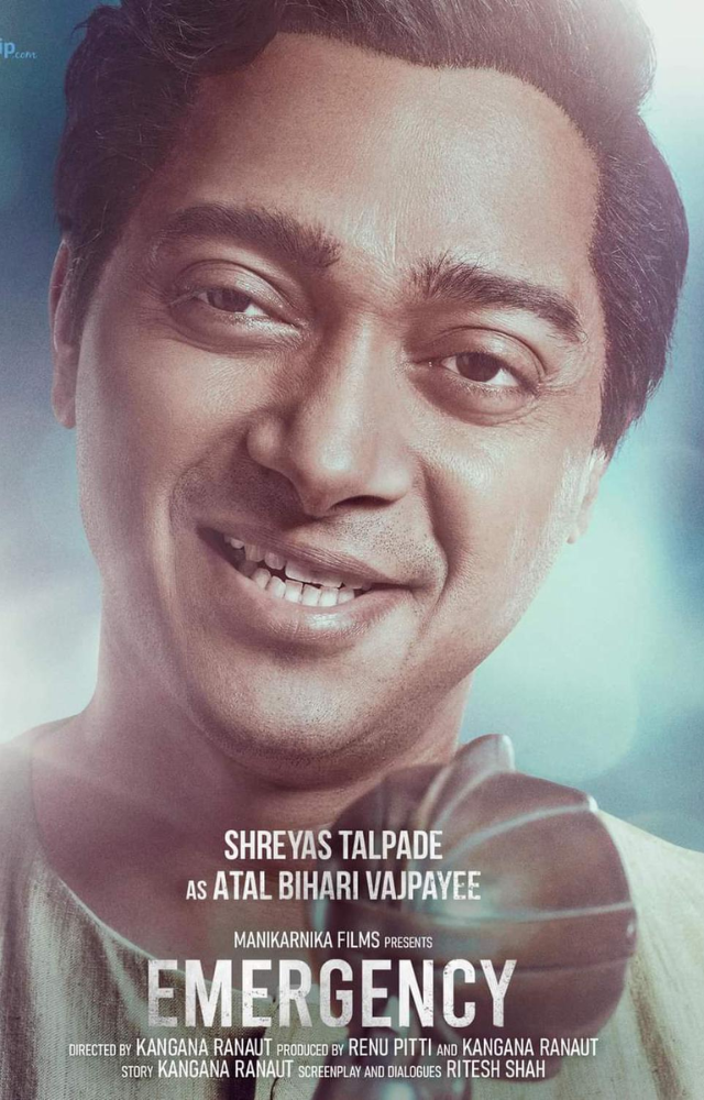 Talpade depicts BJP co-founder Vajpayee, showcasing his political journey and fight against the Emergency alongside Jayaprakash Narayan.