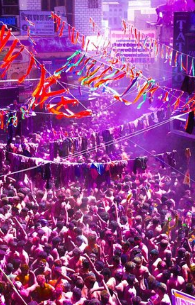 This town is famous for its vibrant Holi, including colorful processions, music festivals, and rooftop parties, blending tradition with modern festivities.