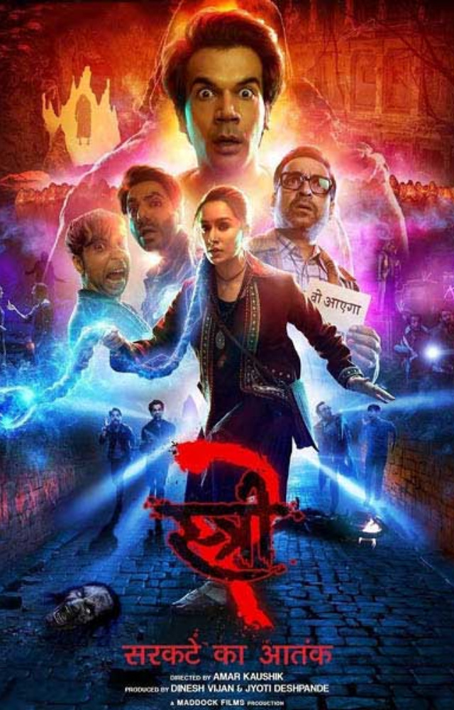 One of the most-awaited horror comedies, starring Shraddha Kapoor, Rajkummar Rao, and Pankaj Tripathi in lead roles. Will release theatrically on Aug 15.