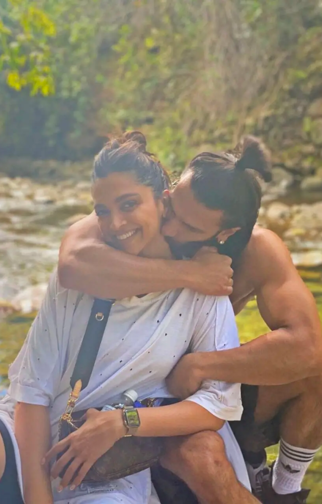In the midst of nature, Ranveer and Deepika embrace their love for each other with a back hug.