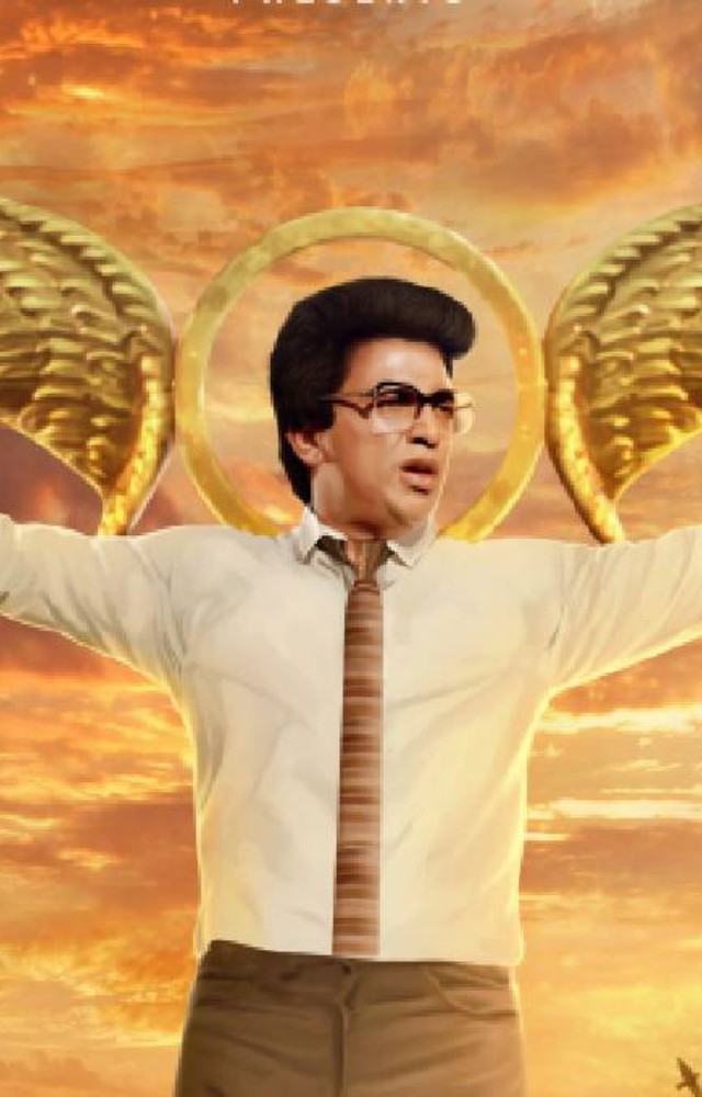 A silent black comedy, where Haasan’s expressive acting shines as he navigates a unique story of aspiration and deception without dialogue.