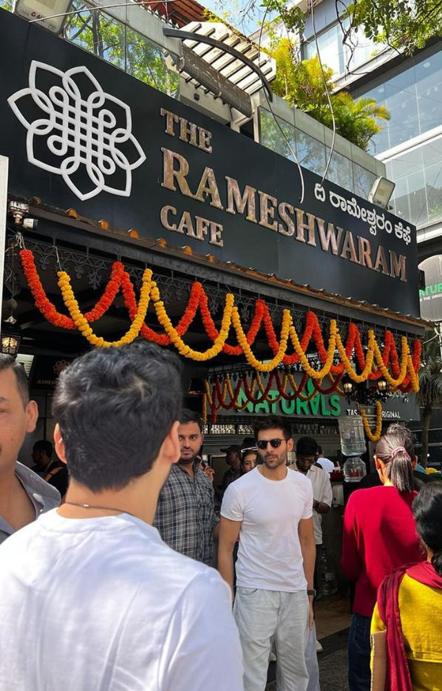 Bollywood star Kartik Aaryan shared a recent post on his Instagram, capturing moments of joy while relishing dishes at the popular Rameshwaram Cafe in Bengaluru