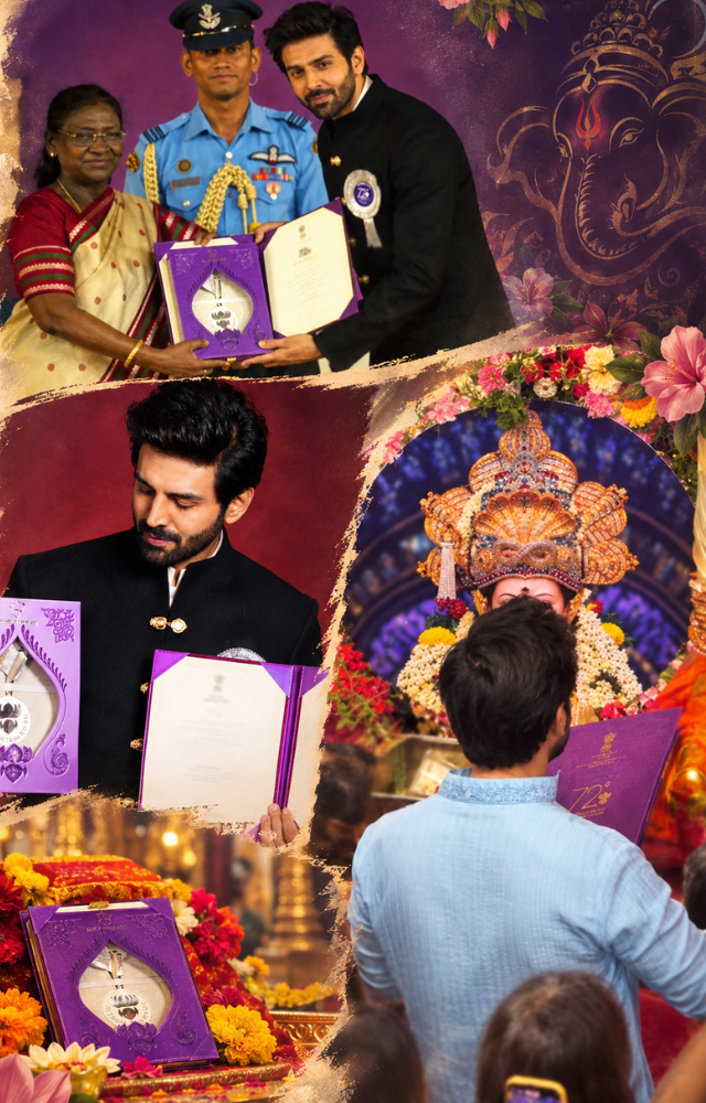 Kartik Aaryan's award finds Bappa's feet