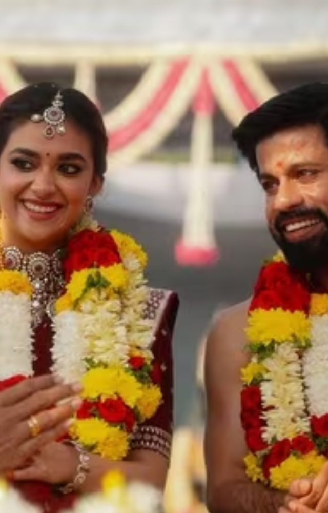 The wedding festivities featured magazines titled 'Welcome to the Wedding Madness,' beautifully highlighting Keerthy and Antony`s love story.