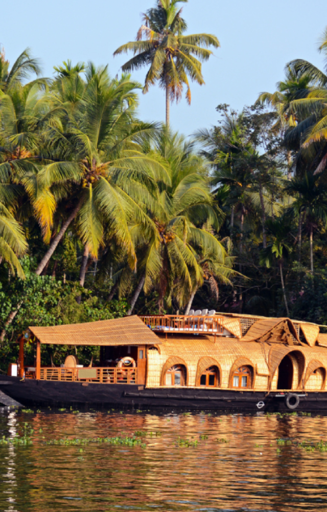 A scenic network of canals, rivers, and lakes spanning Kerala. Houseboat cruises in Alleppey and Kumarakom showcase local beauty and life