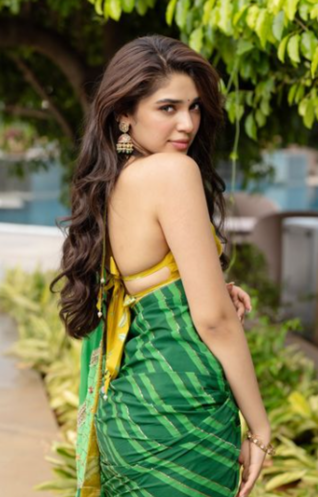 The saree featured intricate designs and embellishments, enhancing its overall elegance and making it a standout piece for the promotion.