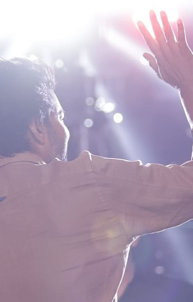 A sea of fans surrounds Thalapathy Vijay at the Leo success meet.