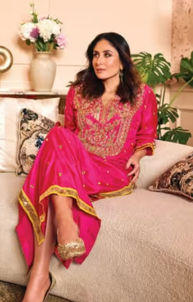 Elegant and vibrant, this outfit stands out with its intricate detailing.