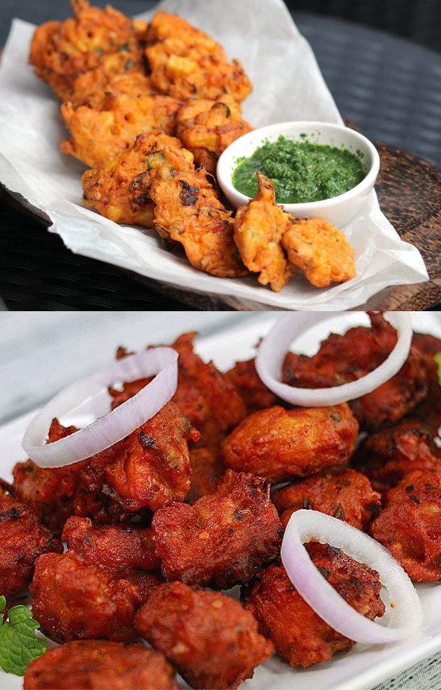 These golden, deep-fried fritters, loaded with vegetables or spices, pair perfectly with a hot cup of masala chai.