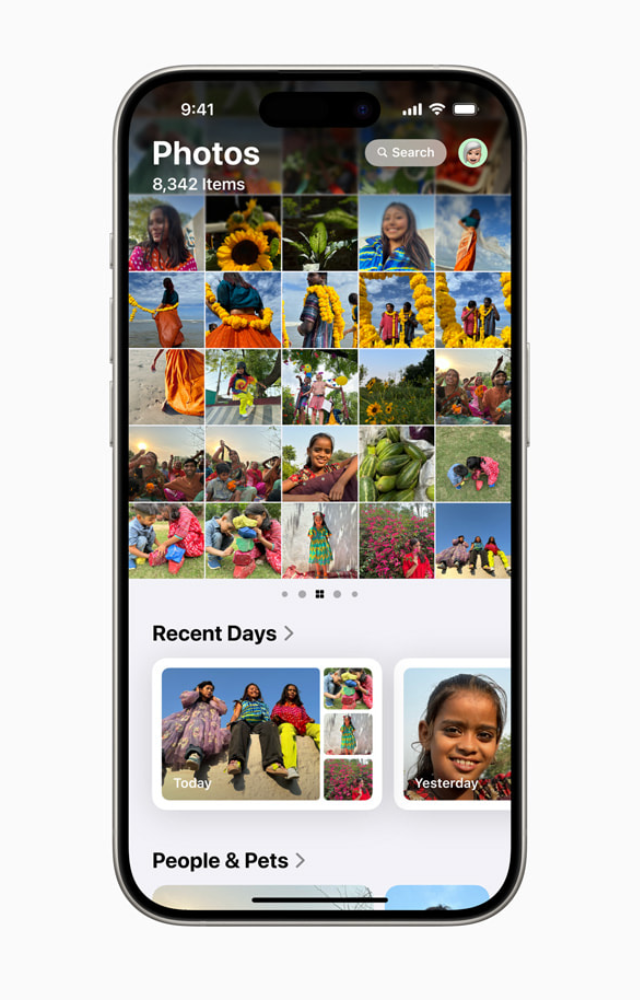 The redesigned Photos app helps users find and relive special moments with a simplified view, theme-based collections, and pinned favorites for easy access.