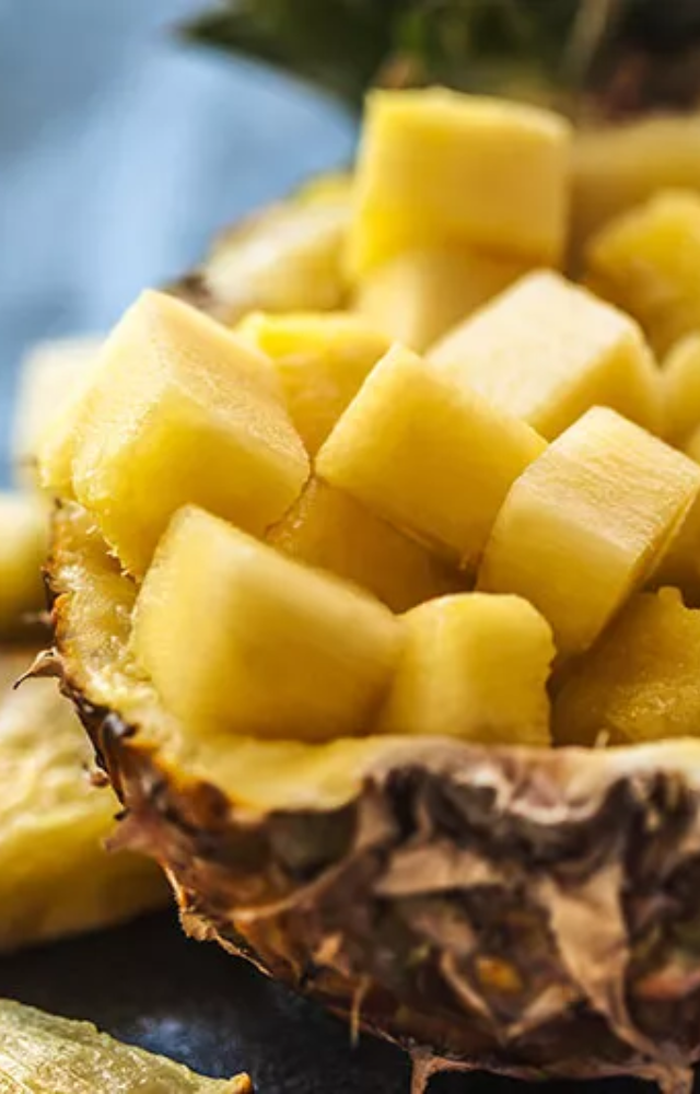 The spiky top of a pineapple, called the crown, can actually be planted to grow a whole new pineapple plant – that`s reusability at its finest!