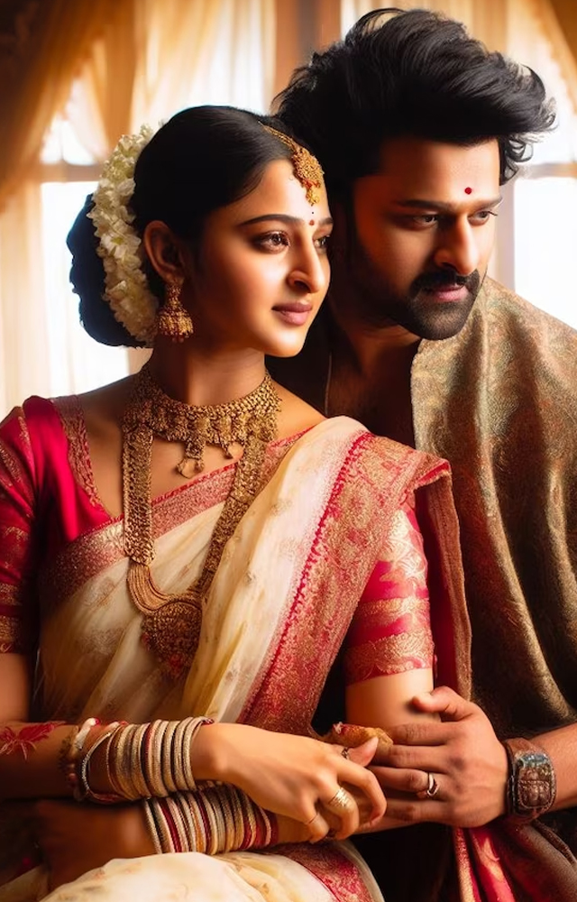 AI magic brings out the charm of Prabhas and Anushka as they pose together.