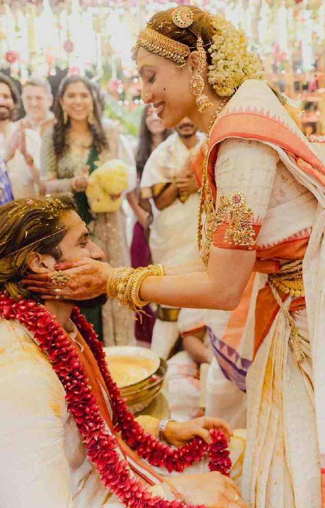 He went down on one knee described humorously by Sobhita as more of a 'crouch' to ask for her hand.
