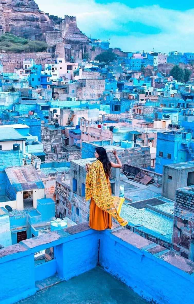 The Blue City, known for its majestic forts and blue-painted houses