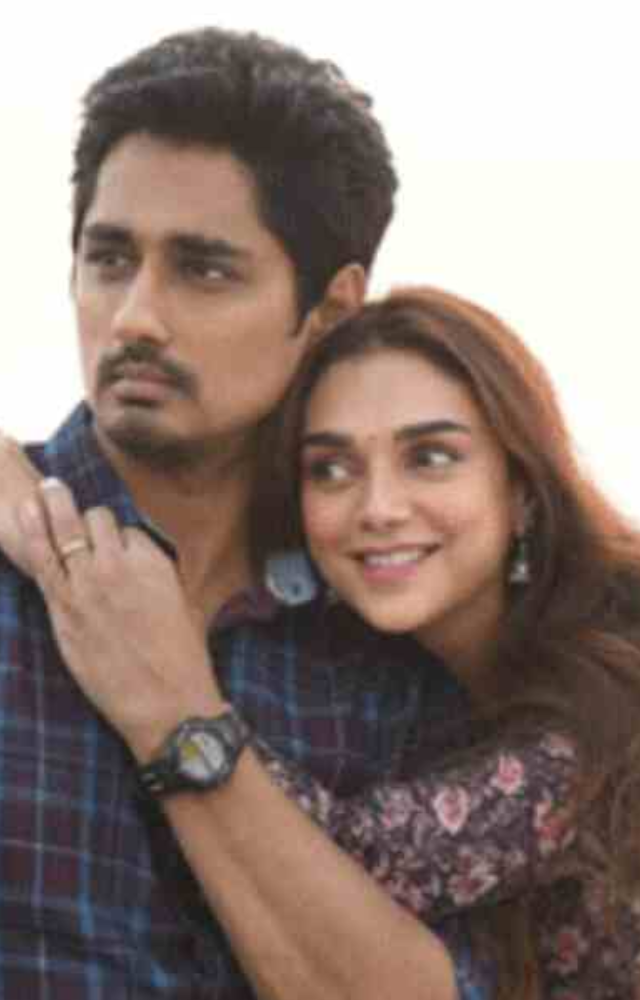 This is an adorable picture of Siddharth and Aditi together in their movie together in Maha Samudram which is an Telugu movie