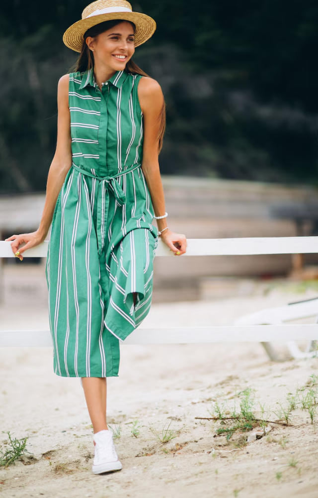 Wear light-coloured, loose-fitting clothes made from natural fabrics like cotton or linen. These allow better airflow and reflect sunlight.