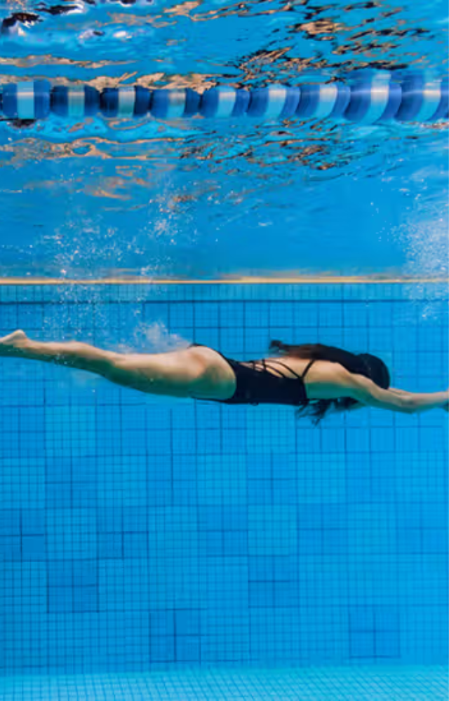 Swimming is a low-impact exercise that engages the entire body and promotes relaxation. The repetitive strokes and rhythmic breathing can help reduce stress