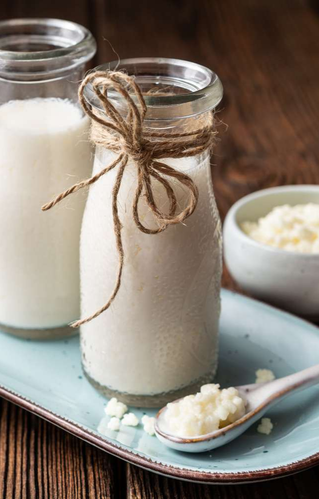 A fermented milk drink that is packed with good bacteria and can help reduce a leaky gut.