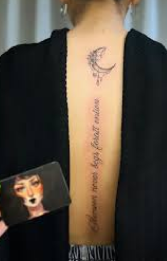 This tattoo is a beautiful and poetic choice. Just like the moon, we don’t need to seek validation or attention; our inherent beauty shines naturally.