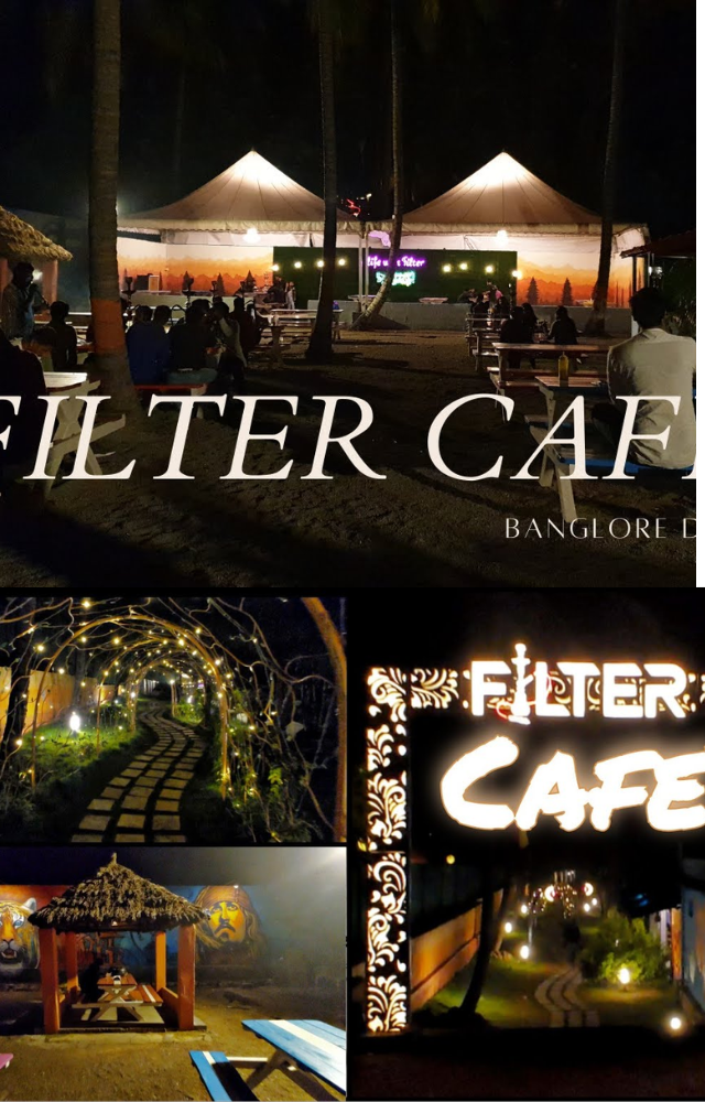 Located on the Bangalore-Mysore highway in Bidadi, Filter Cafe is a hookah cafe spread across an acre with a theme of greenery and private huts