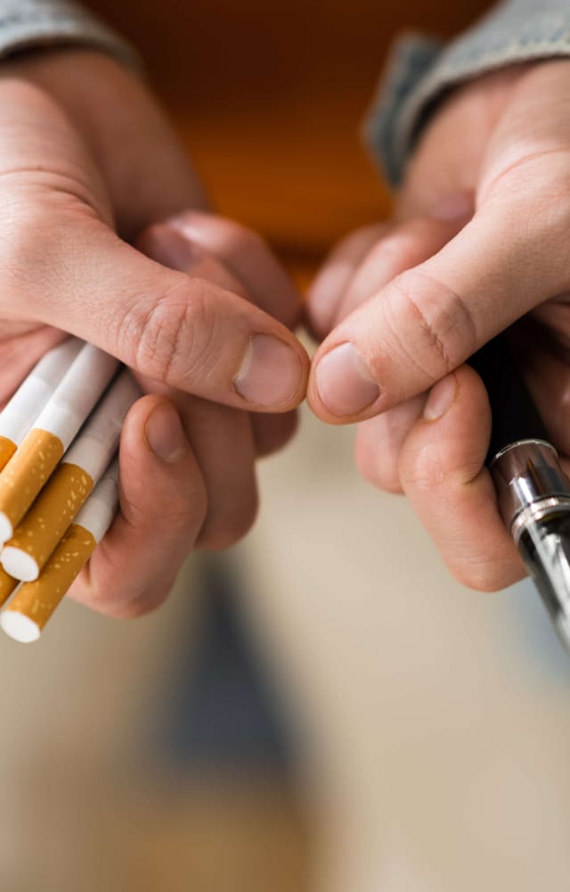 While vaping is less harmful than cigarettes, it can cause equal or more side effects, such as respiratory issues, cancer, or complicated lung conditions.