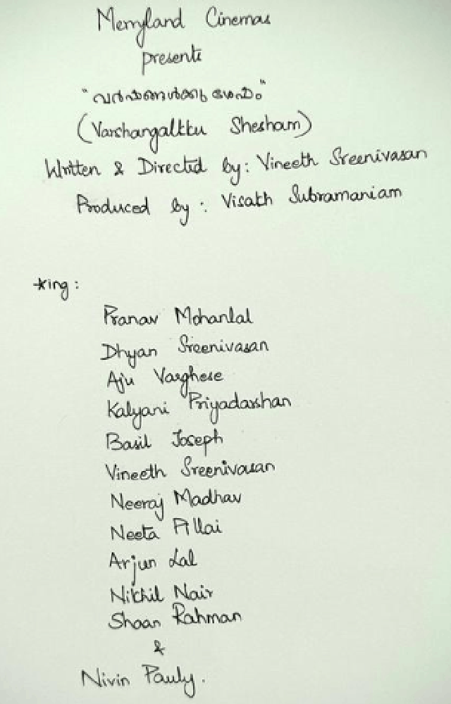 Actor and Director Vineeth Srinivasan and the cast announcement of  latest movie ‘Varshangalkku Shesham’ . the movie is all set to release it on April 14, 2024