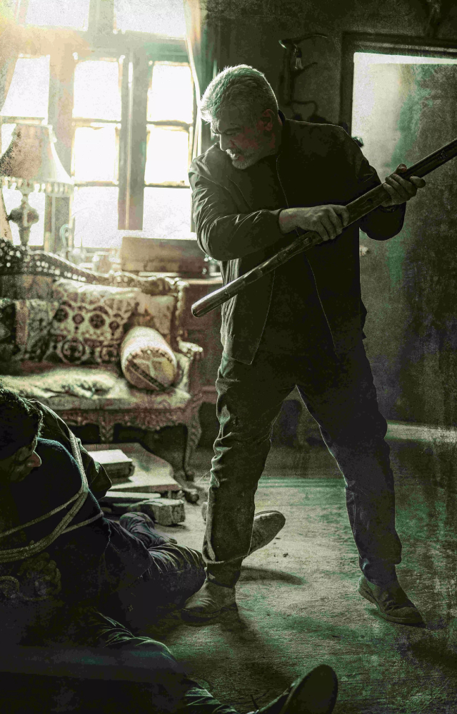 Ajith Kumar steals the show with high-octane action sequences. Explosive chases to physical combat, this is going to be an action-packed film.