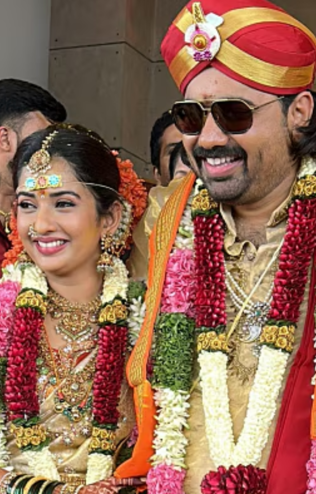 Tarun and Sonal`s wedding photos are going viral on social media. Sonal, in a golden saree and grand jewelry, looked stunning and elegant