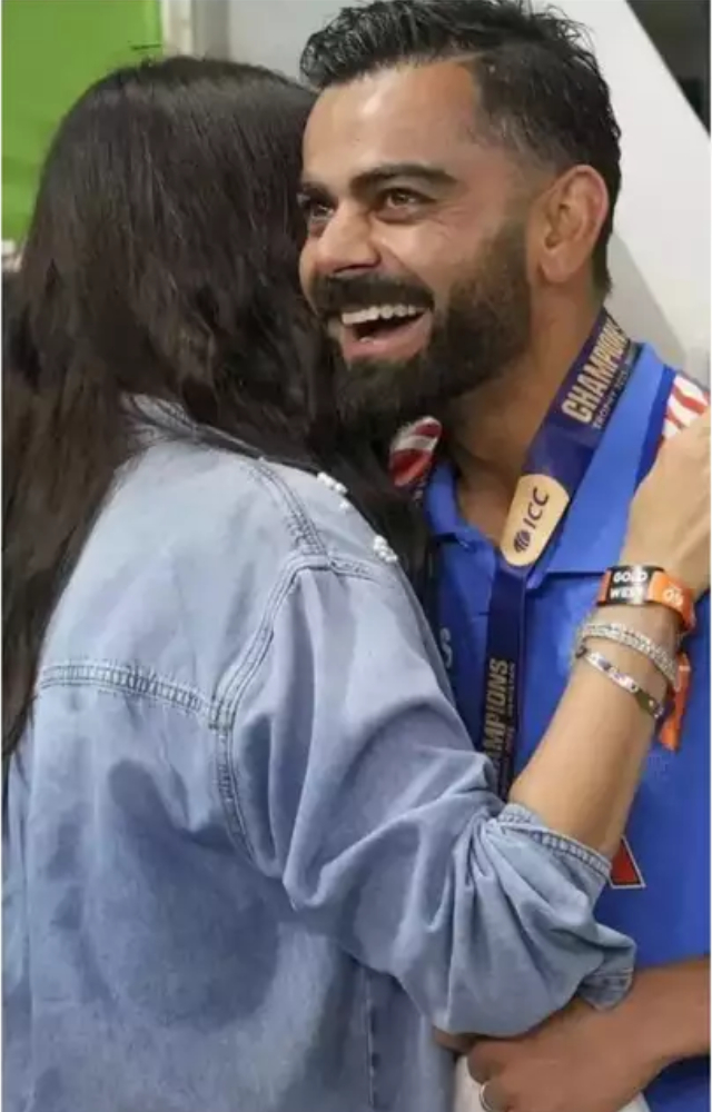 While other men in blue were busy celebrating the Champions Trophy win, Virat Kohli straight-up ran to hug his wife, Anushka Sharma, to celebrate the same.
