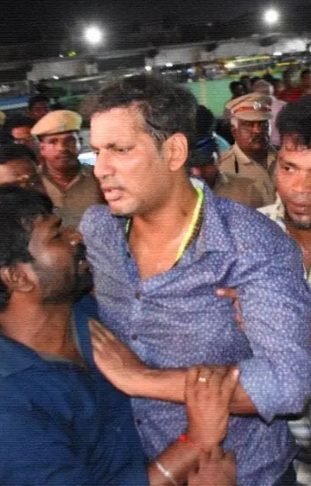 Tamil actor Vishal fainted during the Miss Koovagam Transgender Beauty Pageant in Villupuram, Tamil Nadu, shocking fans and raising health concerns.
