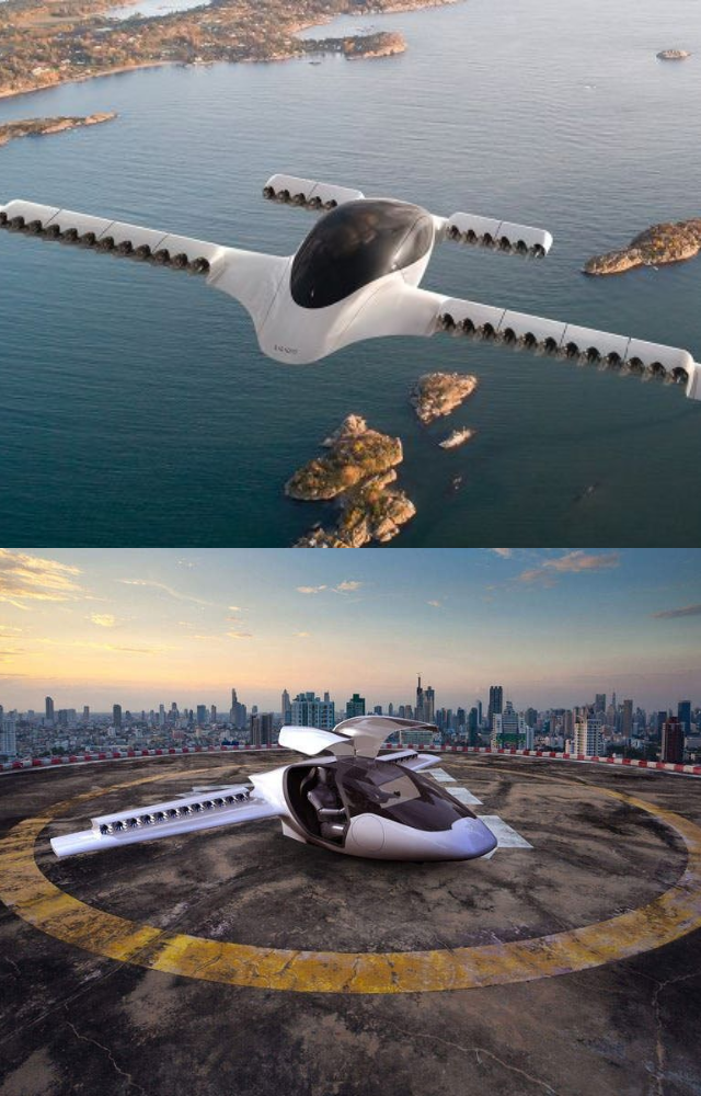 This all-electric jet uses 36 ducted fans to take off and land vertically. It targets premium urban air mobility with a range of 300 km.
