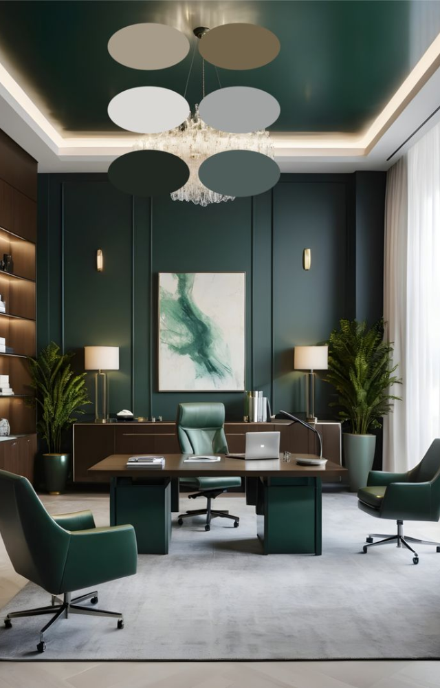 Soft blues, sage greens, and warm neutrals can reduce stress and create a peaceful mental space that encourages focus and calm.
