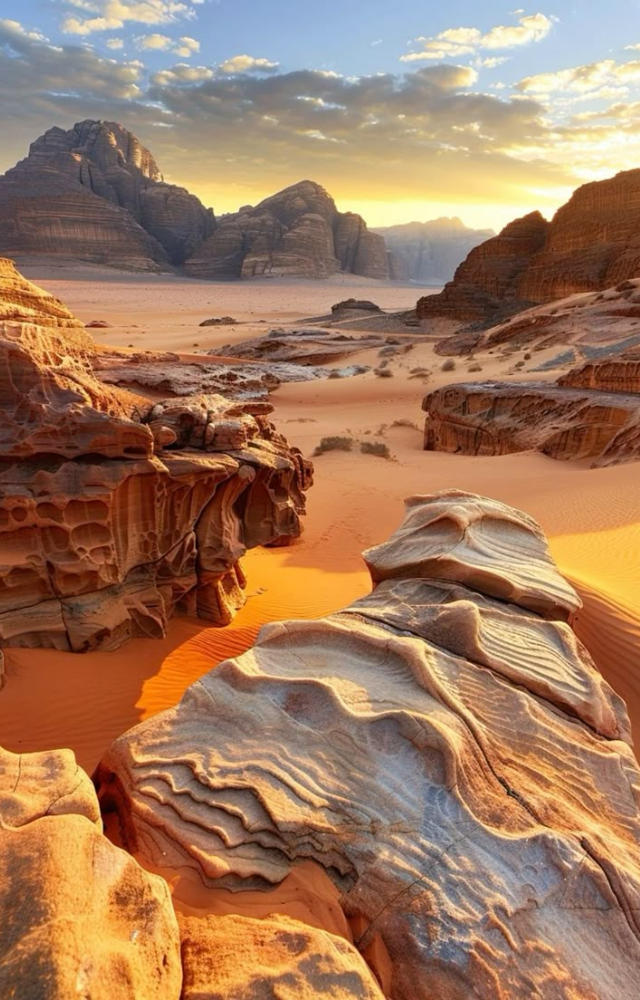 Nicknamed the 'Valley of the Moon,' its red sand dunes and sandstone cliffs closely resemble Martian terrain.
