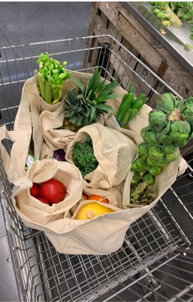 Ditch plastic bags for cloth totes—they`re durable and perfect for everyday errands.
