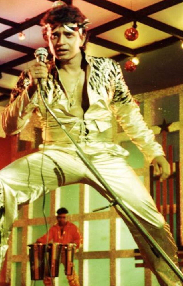 Mithun`s flamboyant outfits like sequined jackets and bell-bottom pants, became a fashion sensation, epitomizing the disco era in India.