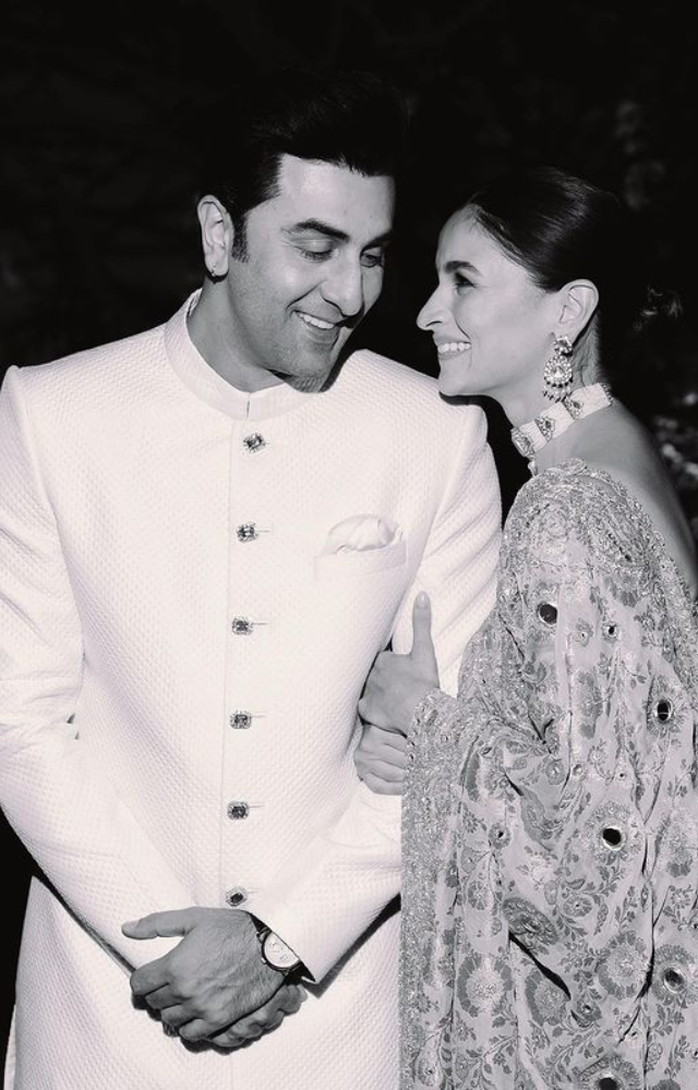 Alia, looking elegant and happy, graces Anant and Radhika`s pre-wedding celebrations with beau Ranbir Kapoor.