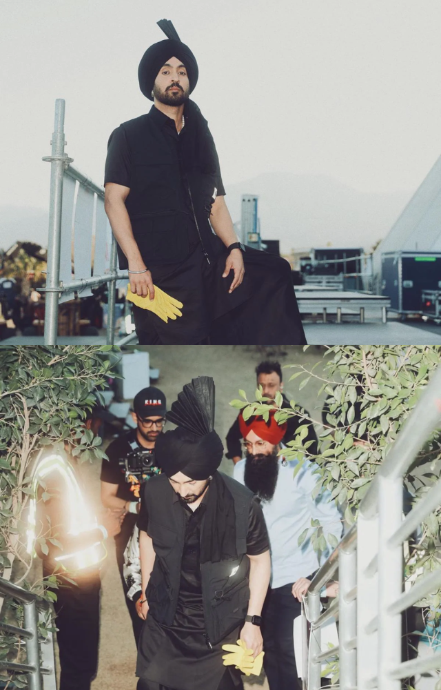 Diljit`s Turle Wali Pagri at Coachella highlights his iconic style merging traditional Sikh headwear with contemporary fashion, making a bold statement.