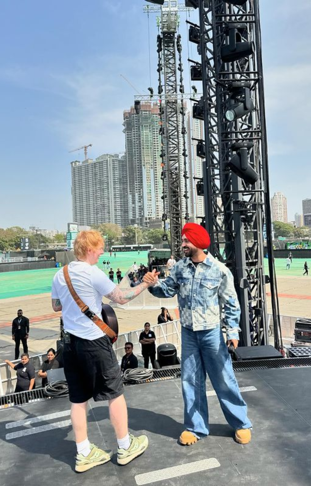 Diljit joins forces with Ed Sheeran for a spectacular performance, creating magic with their unmatched talent.