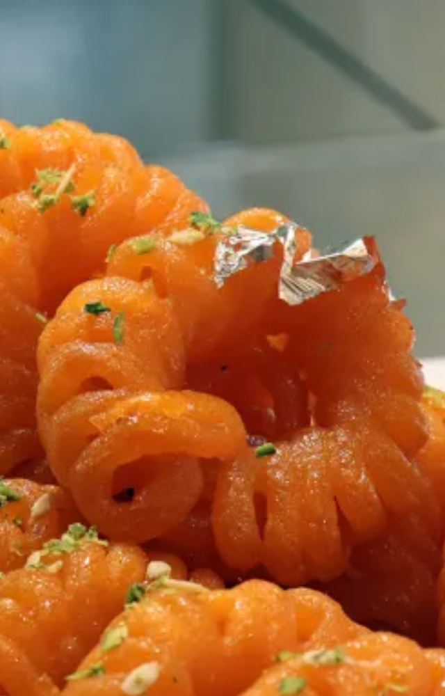 Imarti A beloved delicacy of Lord Hanuman, imarti is a classic Indian sweet made from chickpea flour baked in ghee and soaked in sugar syrup