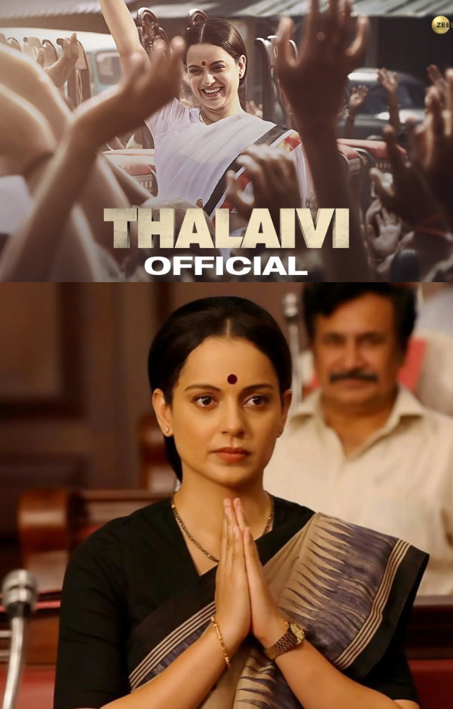 In the 2021 Indian biographical drama, actress Kangana Ranaut portrays the late politician and actor Jayalalithaa