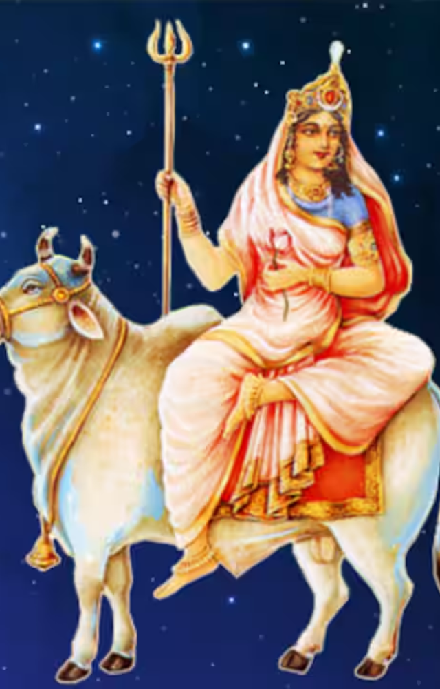 Day First dedicated to Goddess Shailputri during Navratri, one may chant the powerful mantra 'Om Devi Shailputryai Namah'