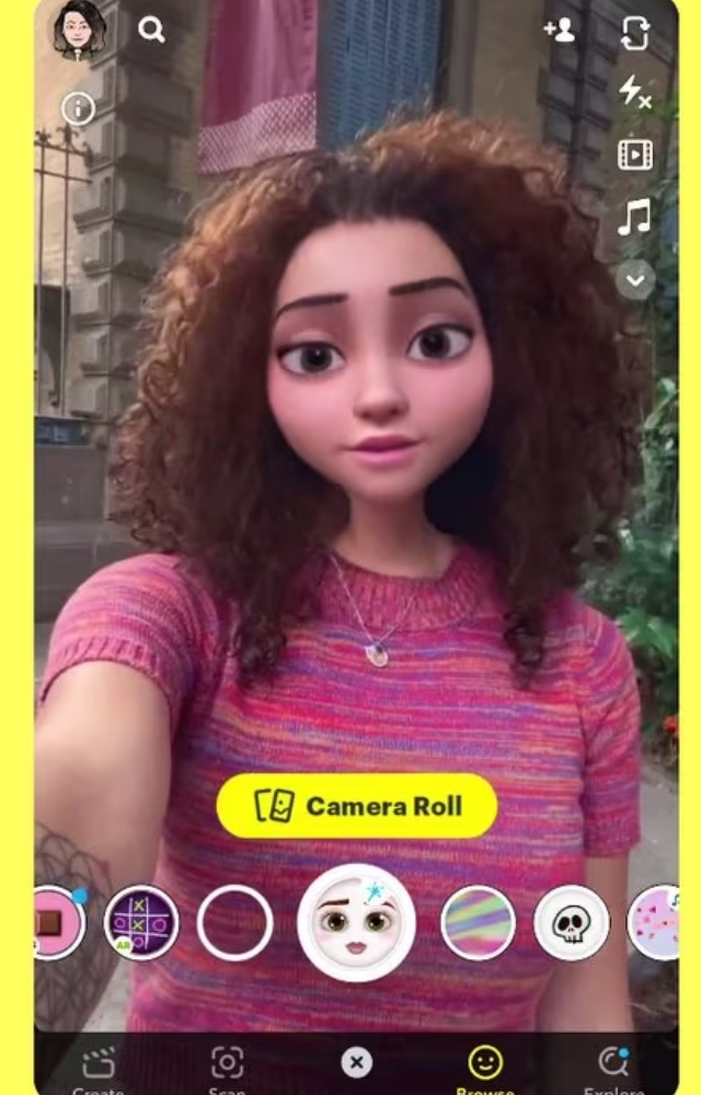 Users can add interactive overlays and effects, known as Snapchat filters and lenses, to their photographs and videos to improve them in a variety of ways.