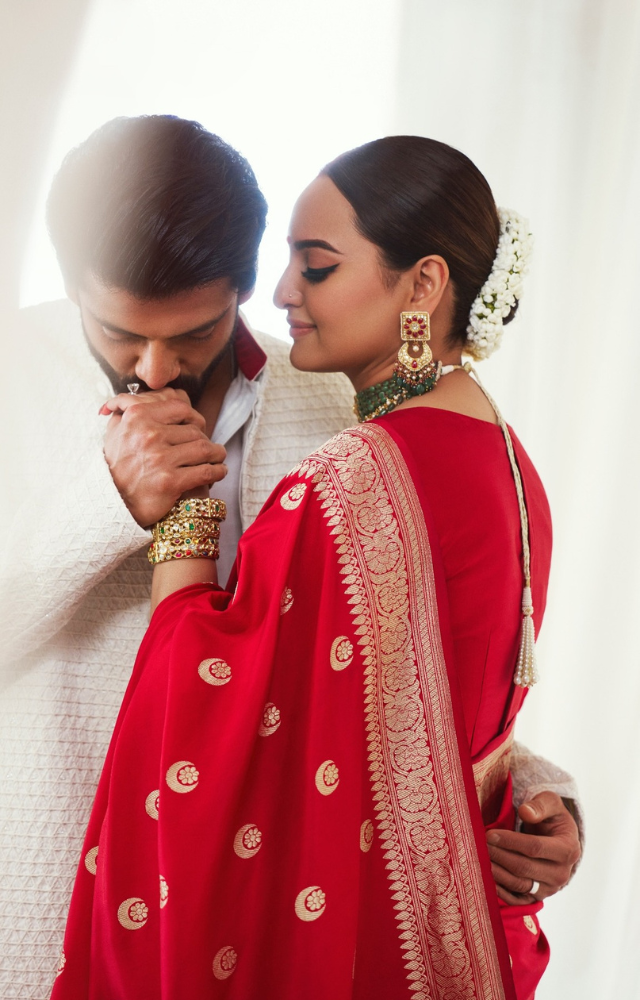 The newlywed bride took to her Instagram and shared a series of breathtaking pictures. The two posed in an all-white background, looking madly in love.